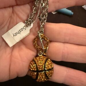 Gold Basketball Pendant Necklace